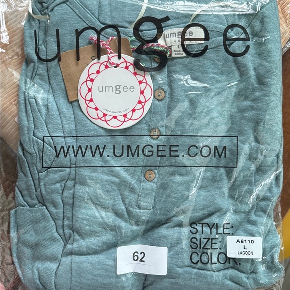 Umgee Lagoon Linen Blend Tier Back Dress Large Blue Long Sleeve Henley - Picture 3 of 3